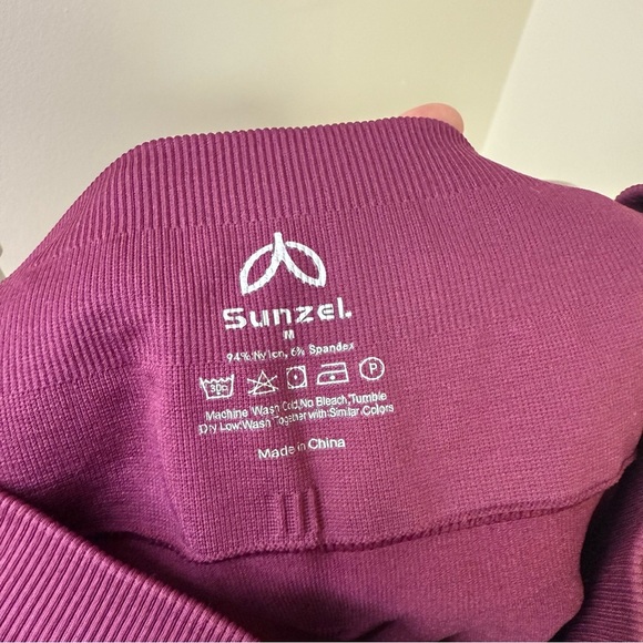 New Sunzel Dark Cherry Ribbed Leggings - Picture 4 of 5